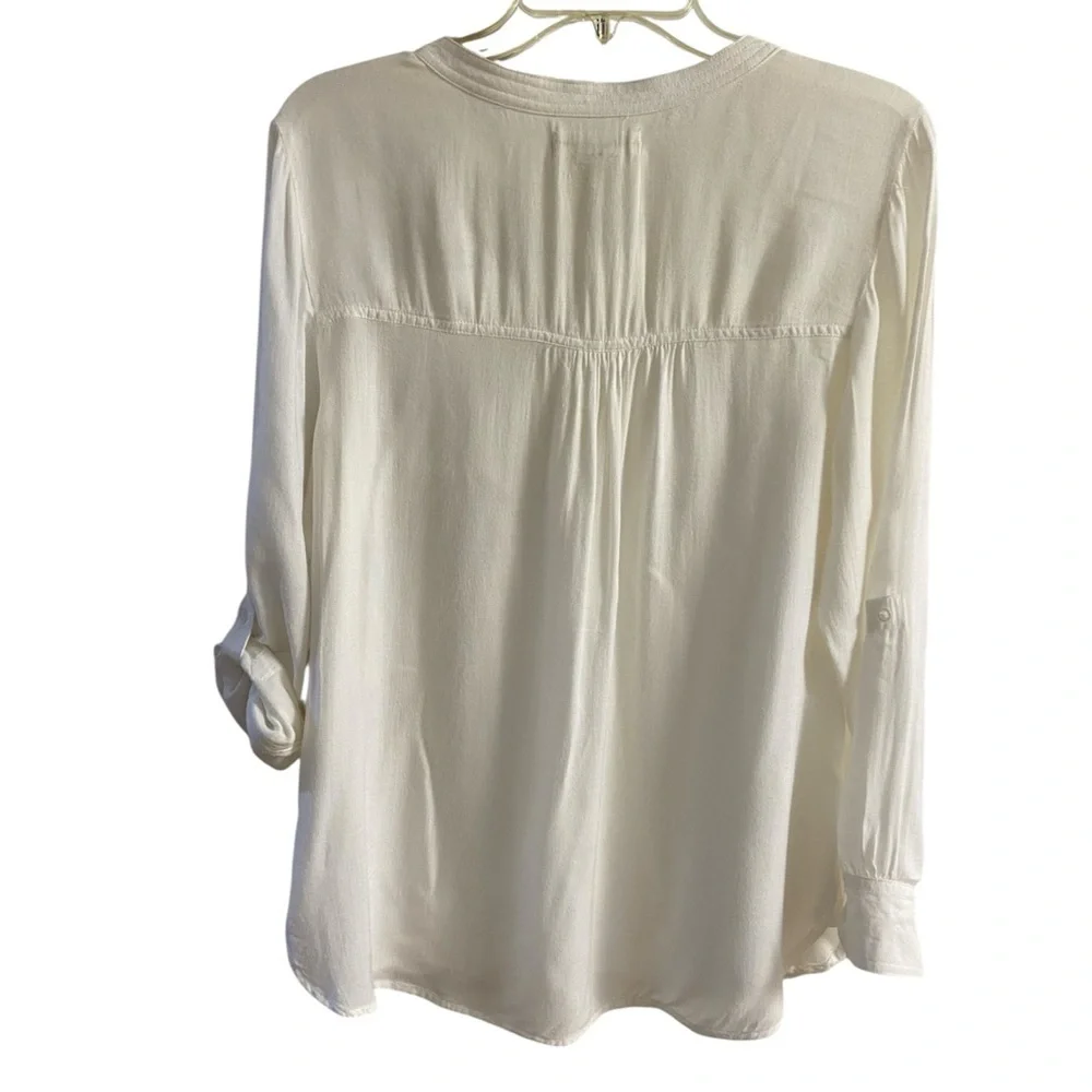 Anthropologie staring at stars off white pop over blouse Medium - Picture 3 of 7